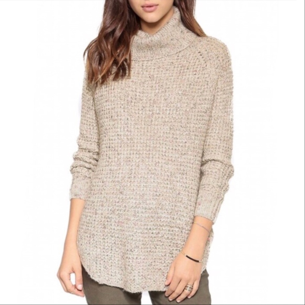 Free People Dylan Tweedy Oatmeal Pullover Sweater